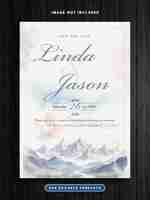 PSD elegant mountain forest wedding watercolor wedding invitation card