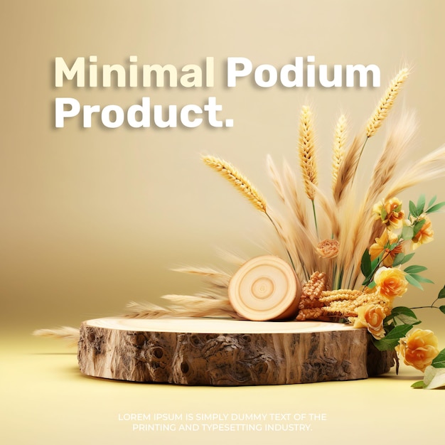 Elegant and natural podium with wood dispaly stage display mockup for show product presentation