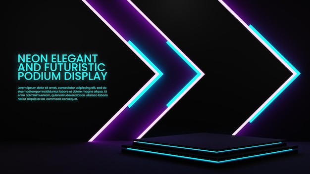 Elegant neon podium kleurrijke verlichting productdisplay