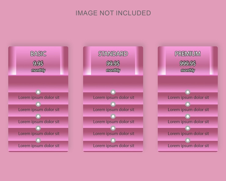 PSD elegant new pricing table for professional