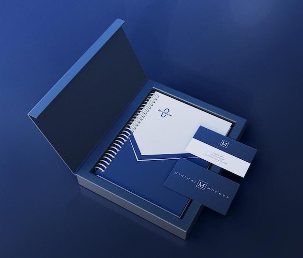 PSD elegant notitieboekje met visitekaartjes, briefpapiermodel