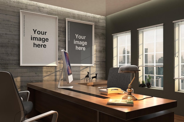 PSD elegant office mockup scene 03