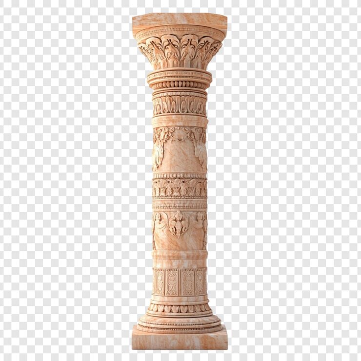 PSD elegant ornate stone column detailed carving majestic architecture