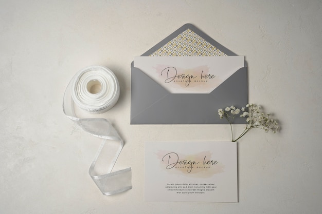 PSD elegant paper envelope mock-up design