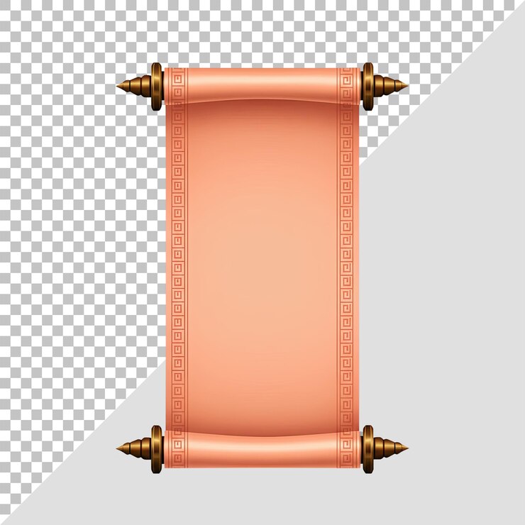PSD elegant peach scroll with bronze finials ancient greek key pattern background