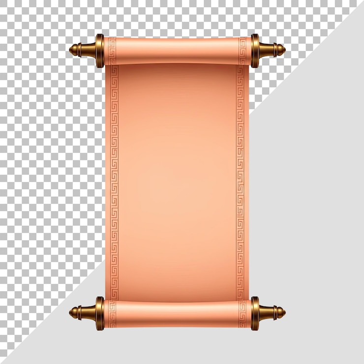 PSD elegant peach scroll with greek key border and gold finials blank template