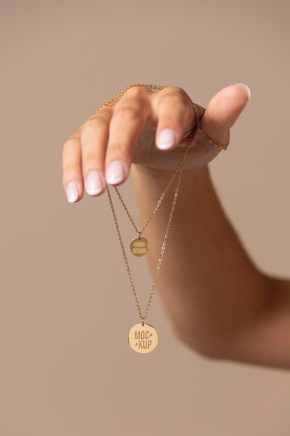 elegant pendant jewelry mock-up composition