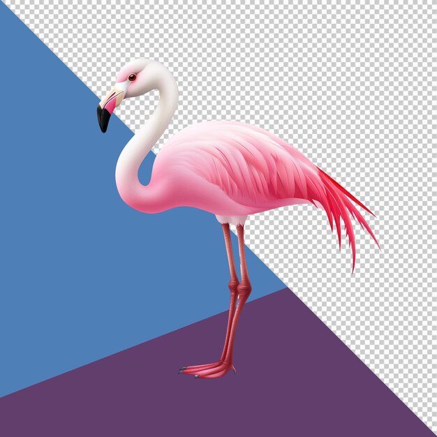 elegant pink flamingo on transparent background tropical bird illustration