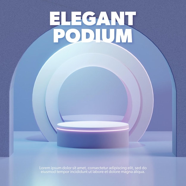 Elegant podium or pedestal with circular mirror background for product display or presentation