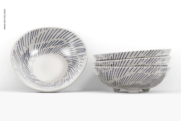 Elegant porcelain bowls mockup, front view