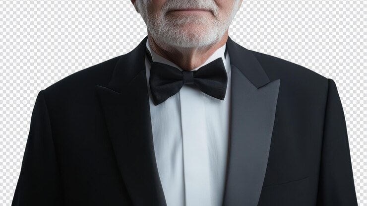 PSD an elegant portrait of an elderly gentleman dressed in a traditional tuxedo perfect for highclass events and celebrations