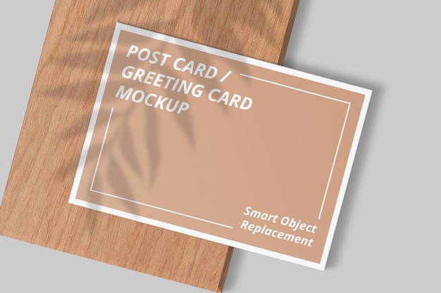 PSD elegant postcard mockup with shadow overlay