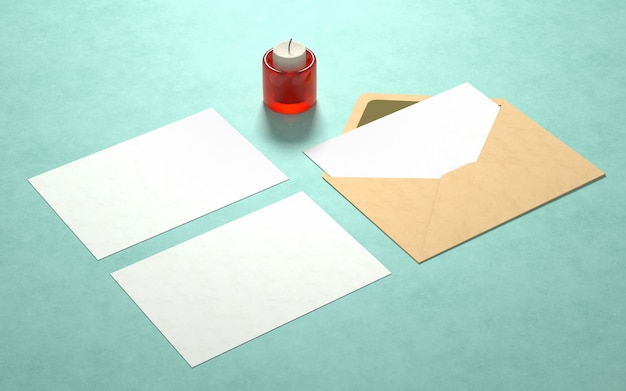 elegant postcards mockup with candle