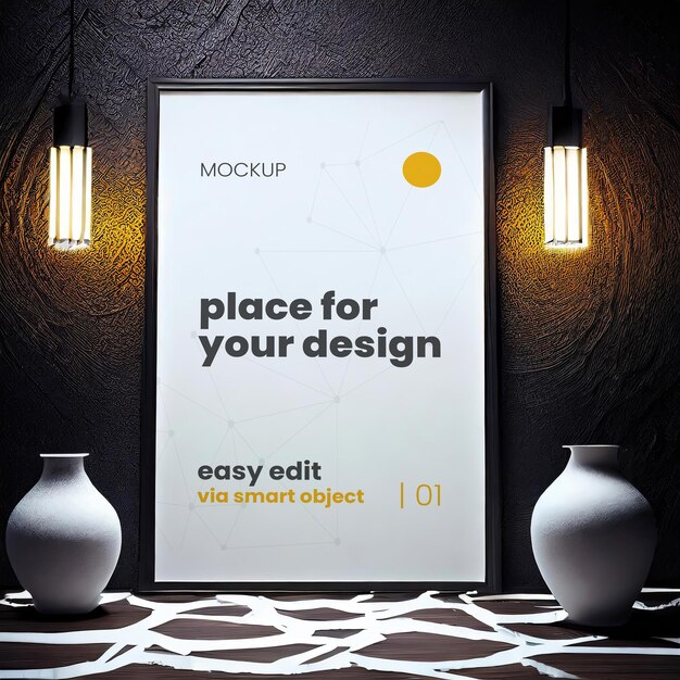 PSD elegant poster frame mockup 06 generative ai