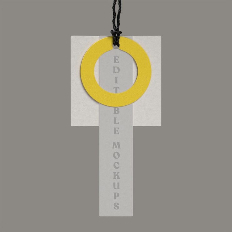 PSD elegant price tag design with yellow circle and editable mockups text