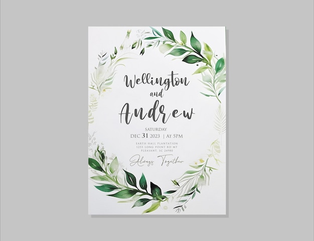 PSD elegant psd wedding invitation card template with floral themes