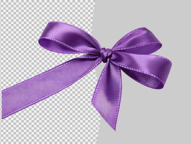 Elegant Purple Satin Ribbon Bow Isolated on Transparent Background