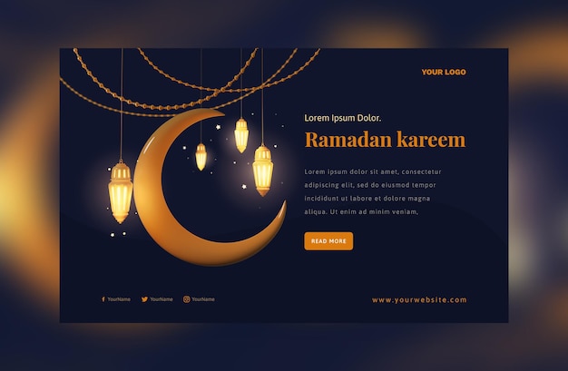 Elegant Ramadan Mubarak decoration Gold Arabic lantern festival