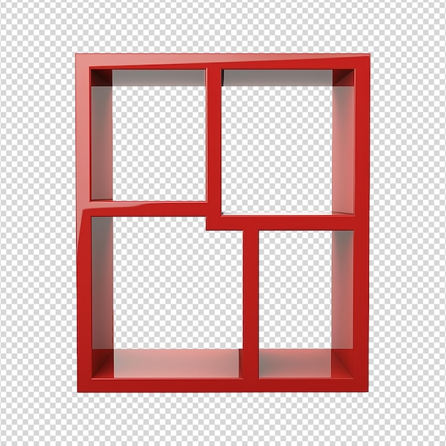 PSD elegant red cube self isolated on transparent background