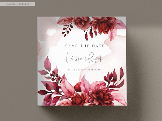 elegant red maroon floral wedding invitation card template