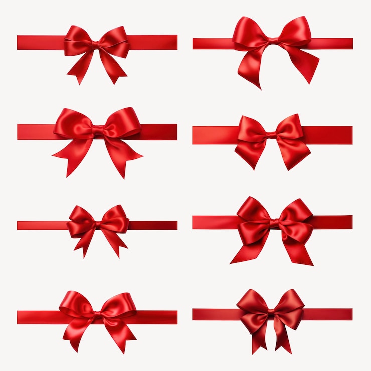 PSD elegant red ribbon bows collection