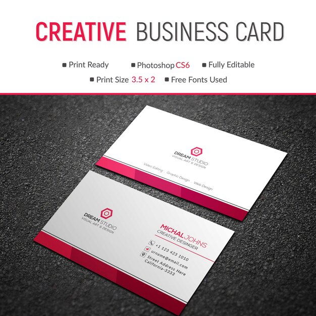 Elegant red and white business card mockup