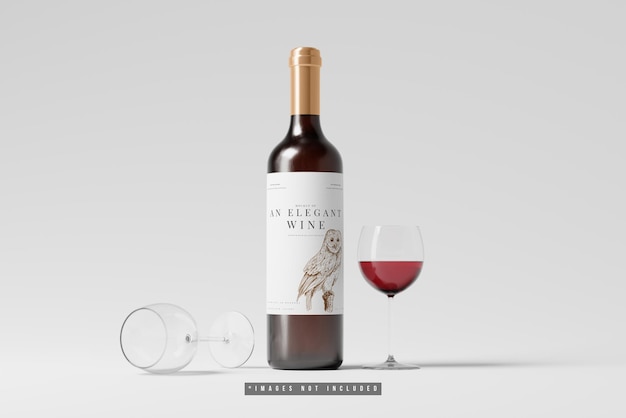 Elegant Red Wine Bottle Mockup