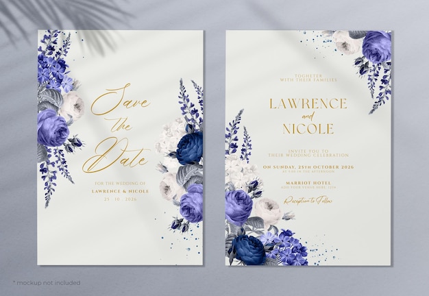 Elegant romantic purple wedding invitation template