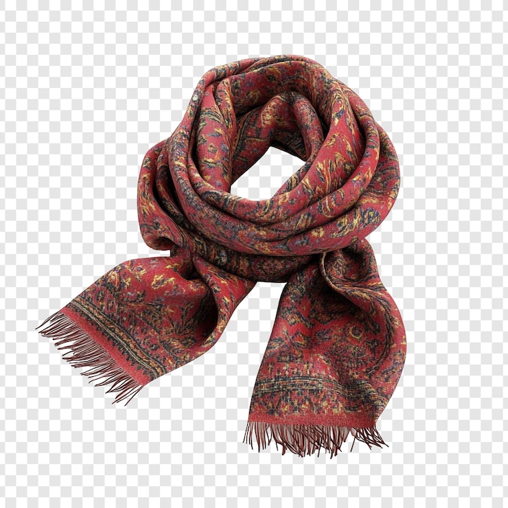PSD elegant rood paisley patroon sjaal een gedetailleerde close-up