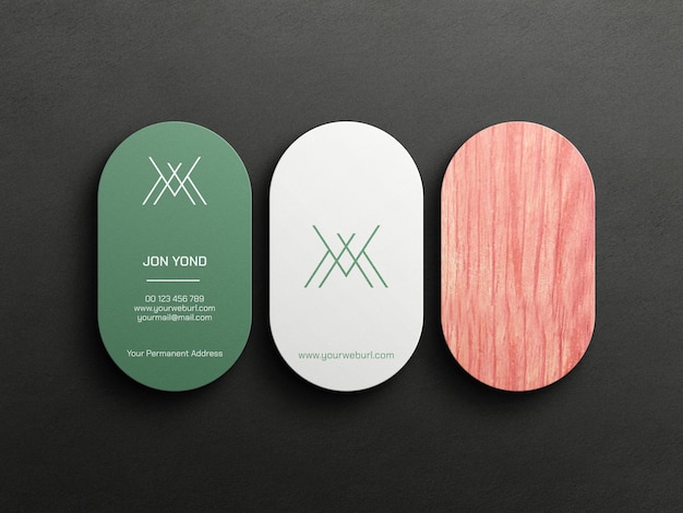 PSD elegant rounded business card mockup