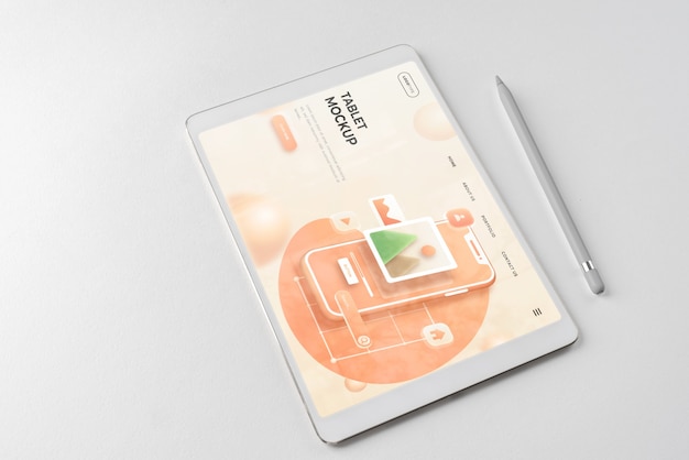 PSD scena elegante con mock-up del dispositivo tablet