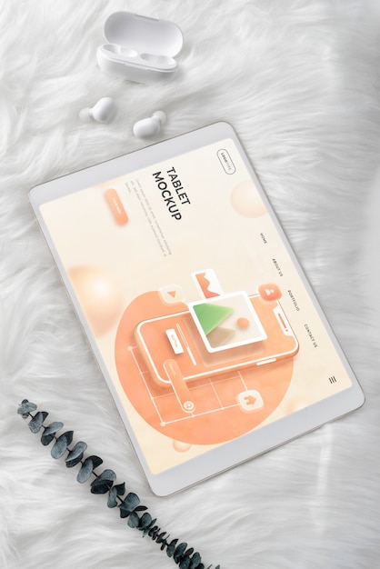 PSD scena elegante con mock-up del dispositivo tablet