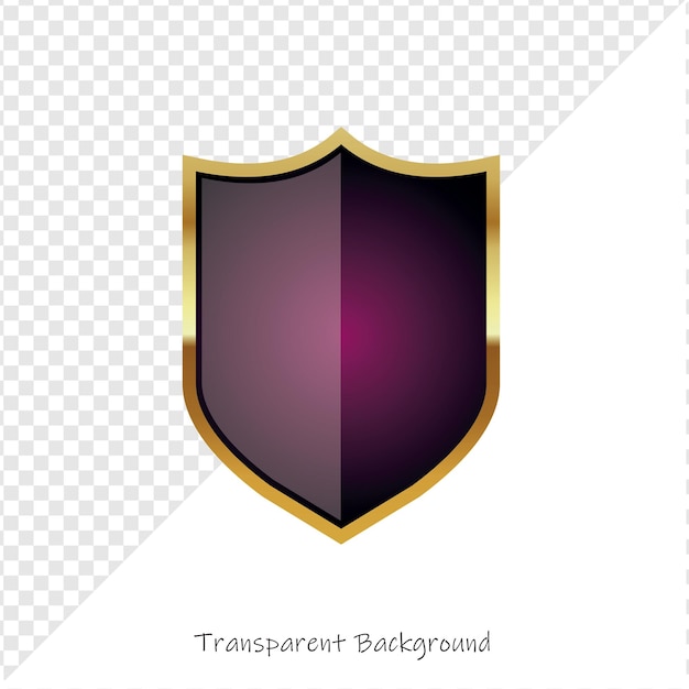 elegant shield with gold border and purple gradient