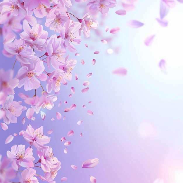 桜の花と飛ぶ花びの優雅な春の背景