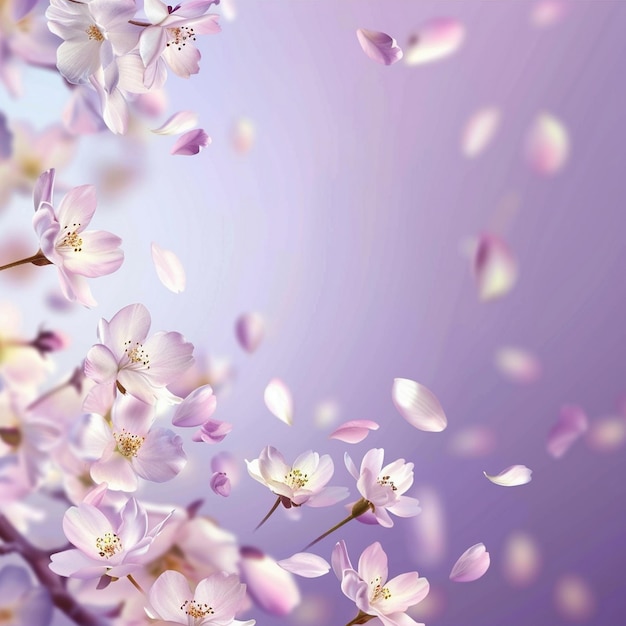 桜の花と飛ぶ花びの優雅な春の背景
