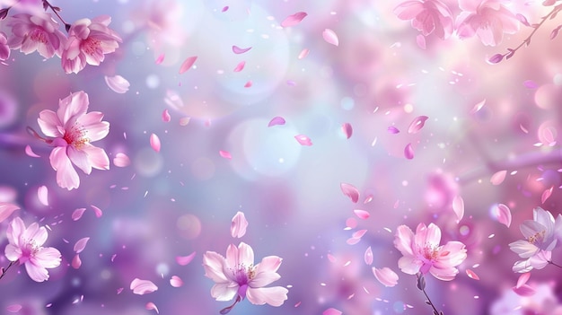 優雅的春季背景,有開花的<unk>花和飛翔的花<unk>