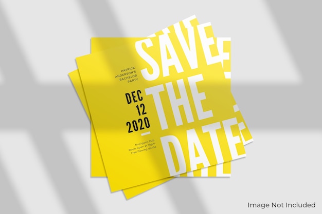 Elegant square invitation mockup with shadow