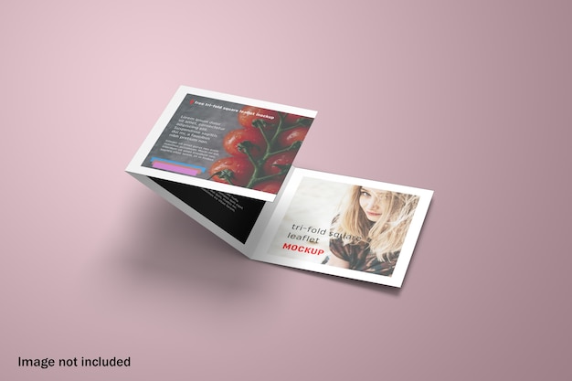 Elegant square trifold brochure mockup