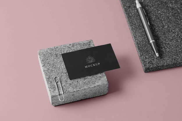 Elegant stationery mockup over stone board