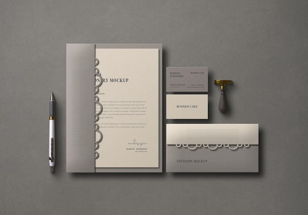 Elegante set di cancelleria mockup