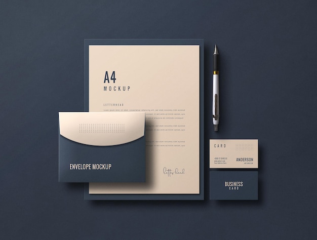 Elegante set di cancelleria mockup