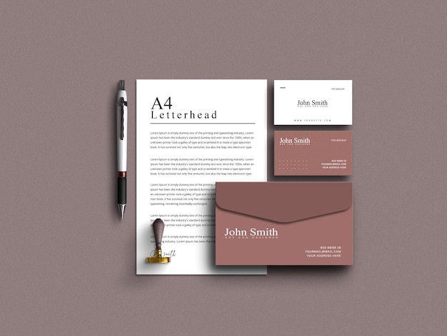 PSD elegant stationery set mockup