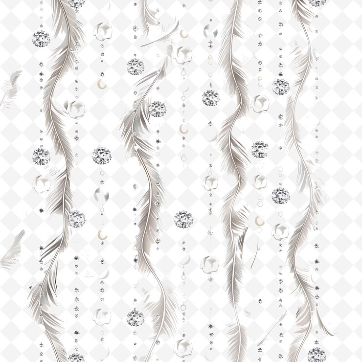 PSD elegant string lights intertwined with crystal beads and fea png natural inspired flat borderline