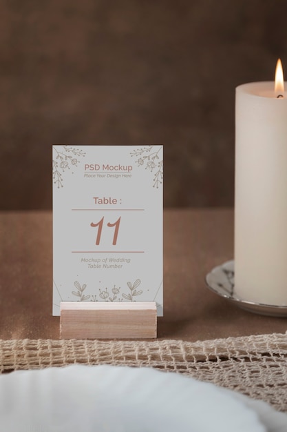 Elegant table setting for occasion with table number mock-up