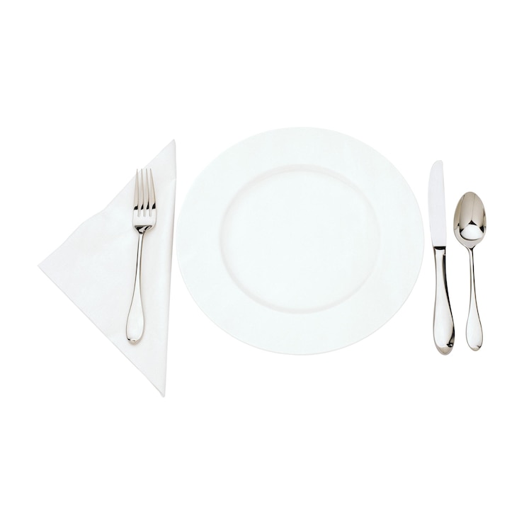 PSD elegant table setting with plate fork knife and spoon