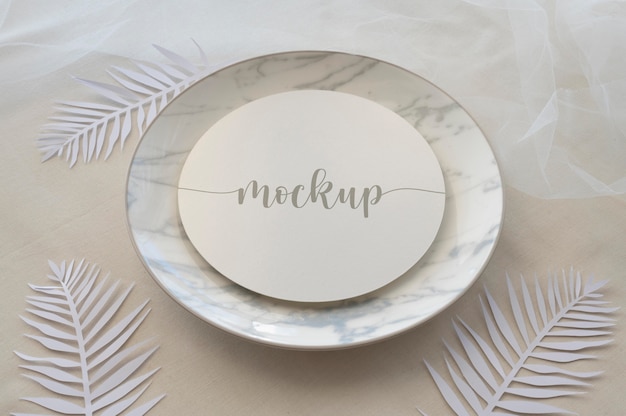 Elegant tableware arrangement with round mock-up card