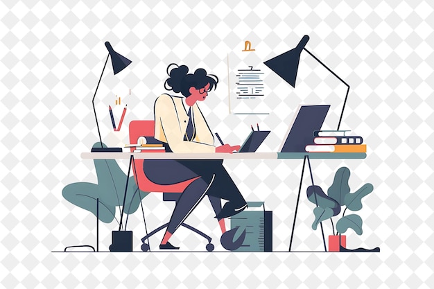 Elegant Technical Writer With Characters Writing and Documen PNG People in Daily Work Illustration