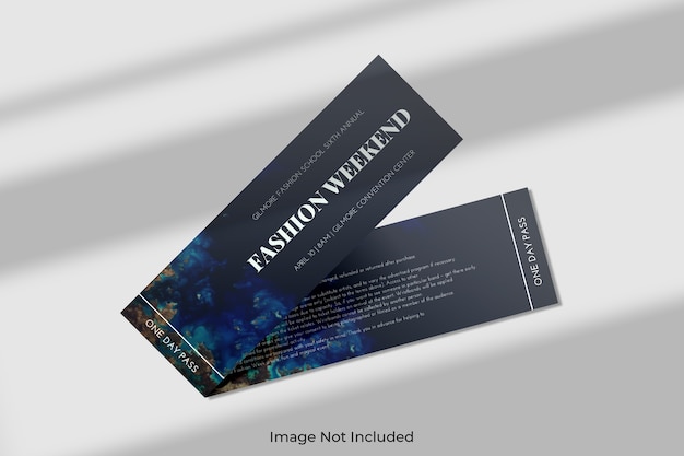 Elegant ticket mockup with shadow