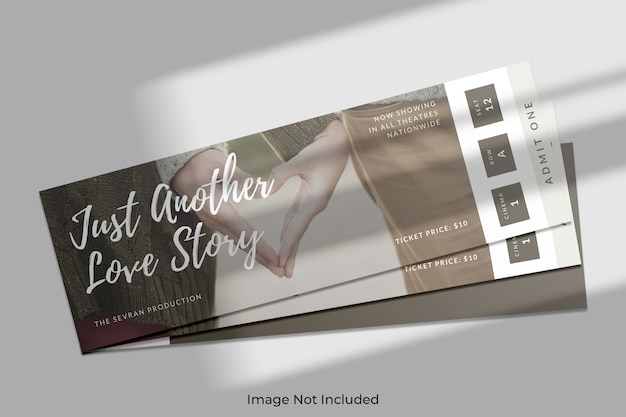 Elegante mockup di biglietto con ombra