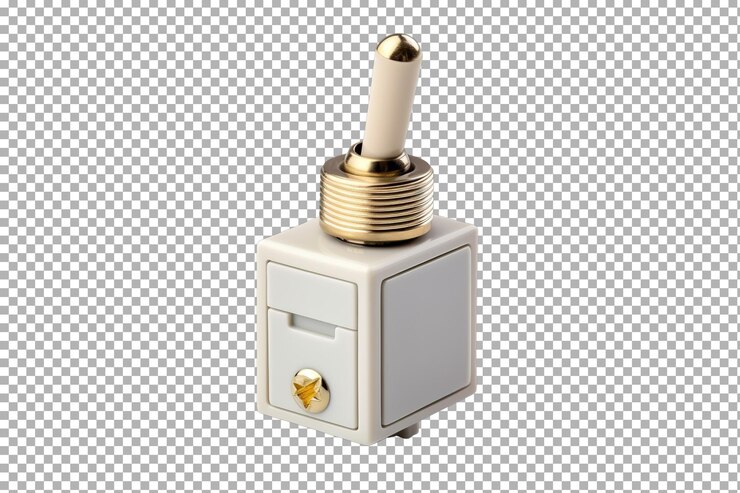 PSD elegant toggle switch showcasing a modern design with a gold finish positioned against a neutral backdrop in a contemporary setting